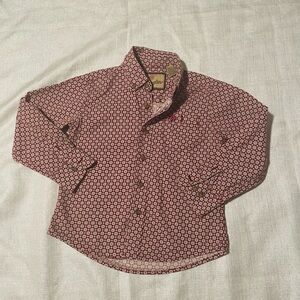 Wrangler Men's Burgundy Patterned Button Down Shirt